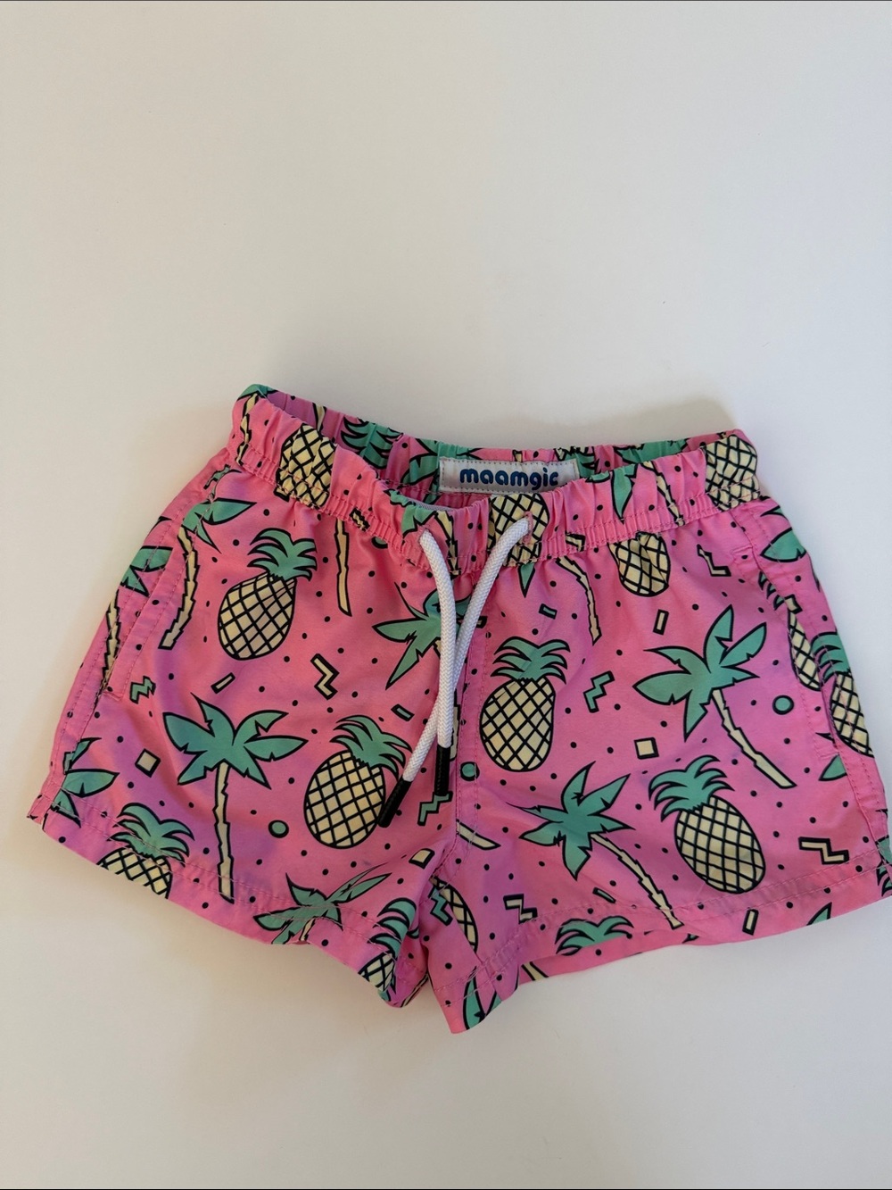 Maamgic Neon Pink Pineapple Swim Shorts Toddler Boys 2T